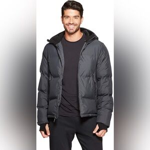 Men's Hooded Puffer Jacket in Dark Gray